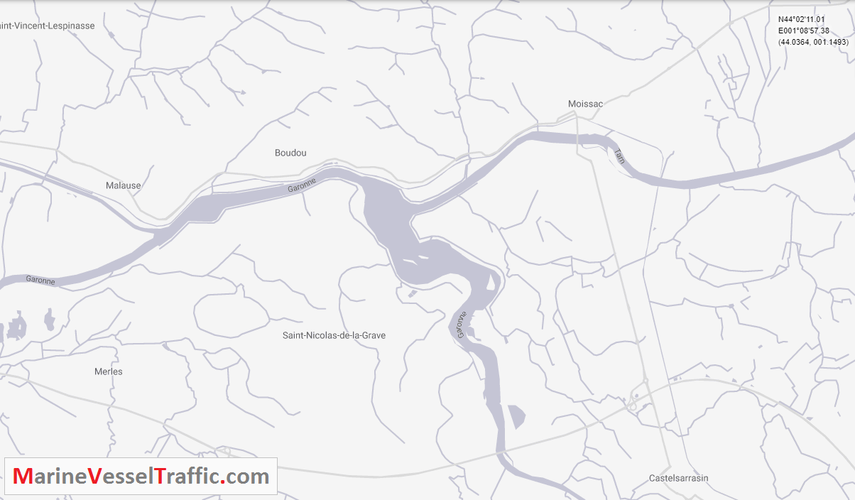 Live Marine Traffic, Density Map and Current Position of ships in GARONNE RIVER